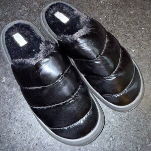 NEW Stars Above Women's Platform Shine Scuff Slide Slippers Black Size XL 11-12